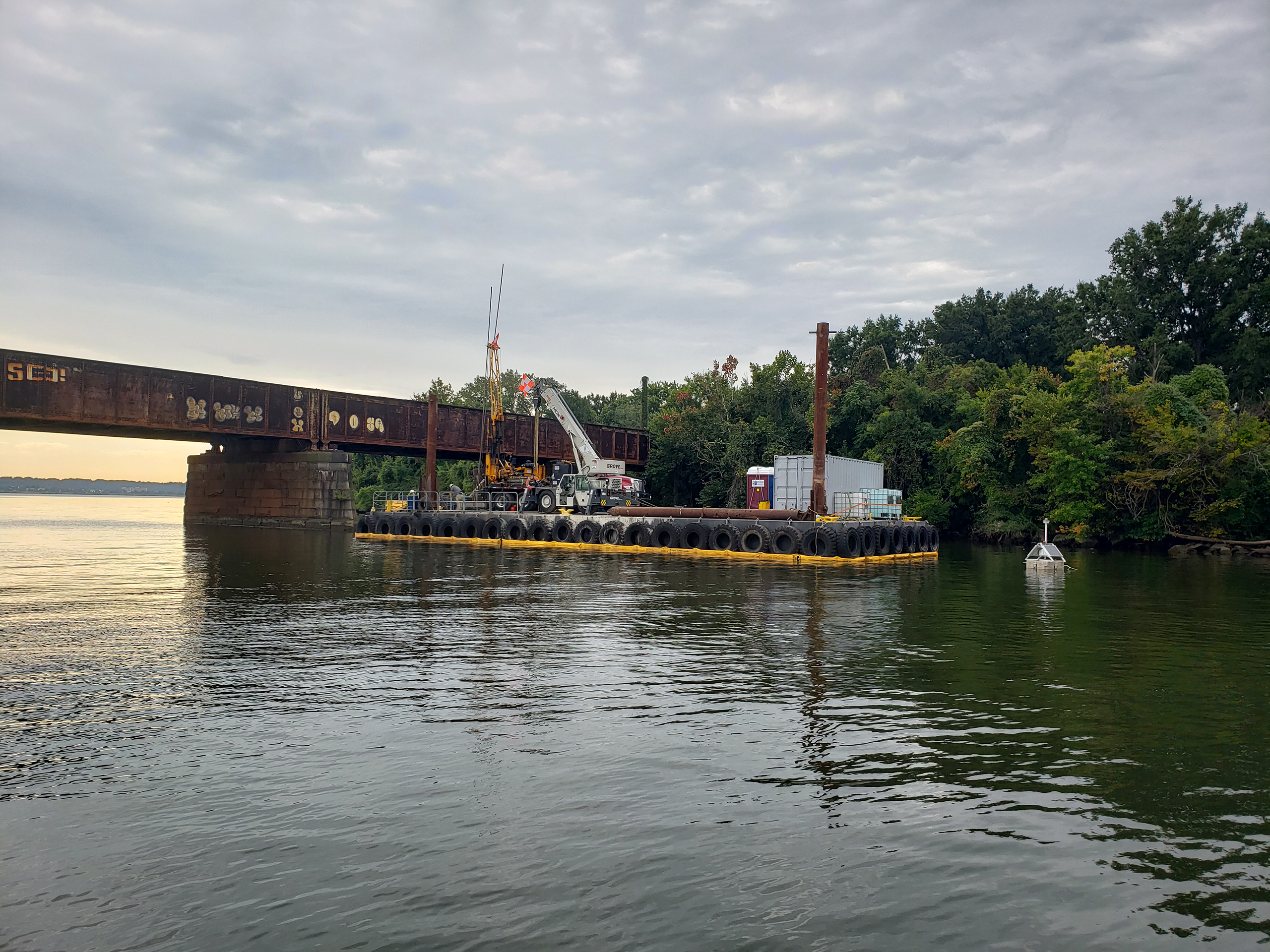 The F&R Drilling crew performs water borings at the site of Long Bridge