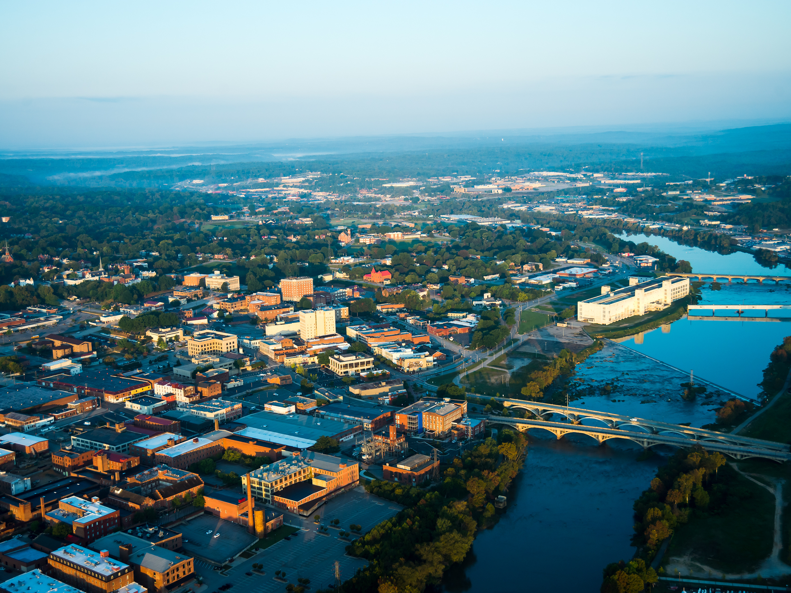 Aerial view of the city of Danville, VA