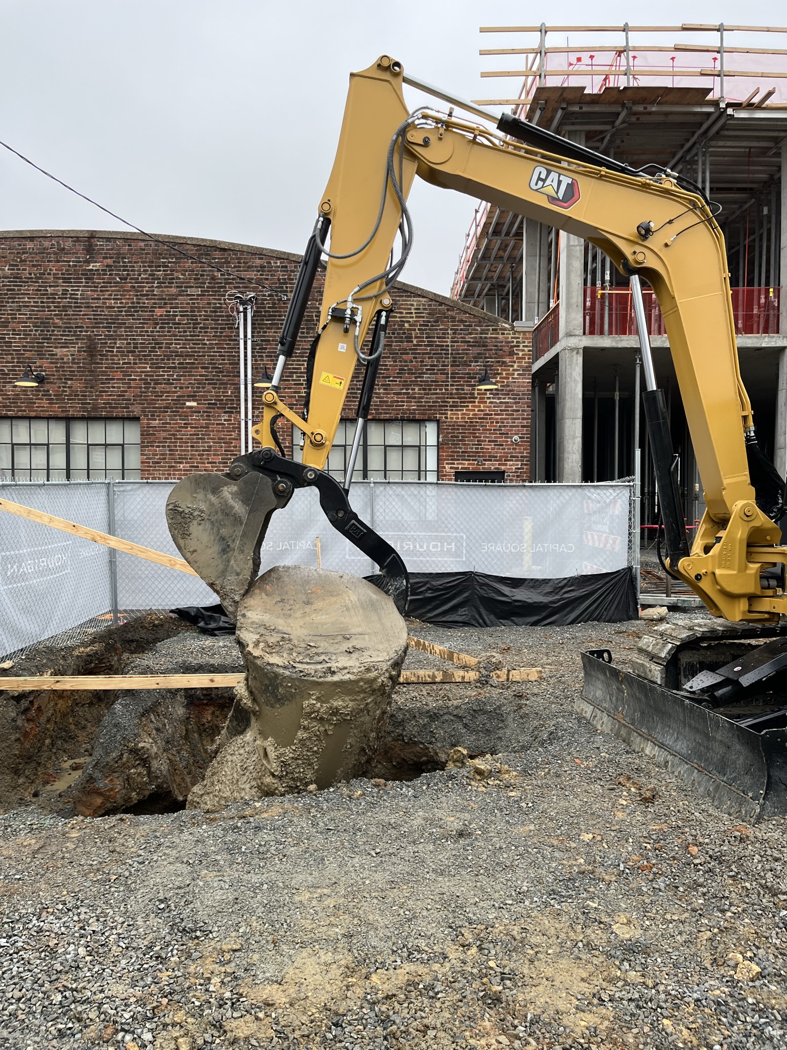 An underground storage tank is removed